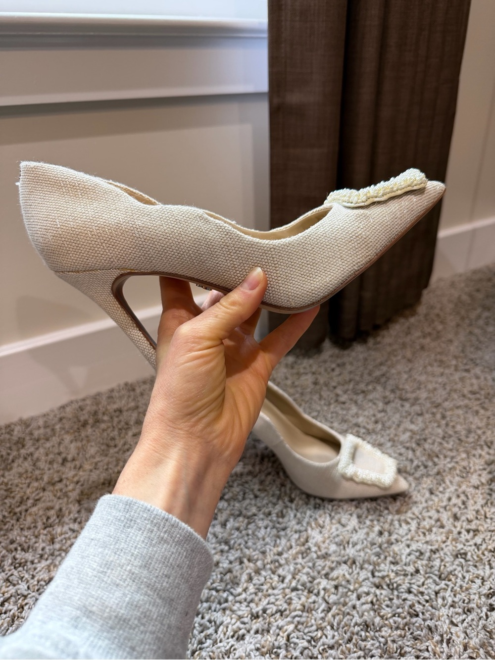 Sam Edelman Harriett Ivory Multi Pointed Toe Slip On Stiletto Heel Size 7